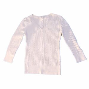 Merona White Knit 3/4 Sleeve Top sz S Womens